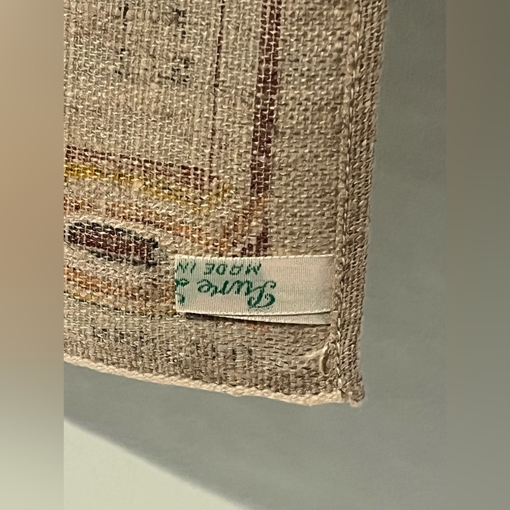Vintage Aboriginal Art 1974 Calendar Tea Towel in Brown and Tan Pure Linen - Picture 6 of 10